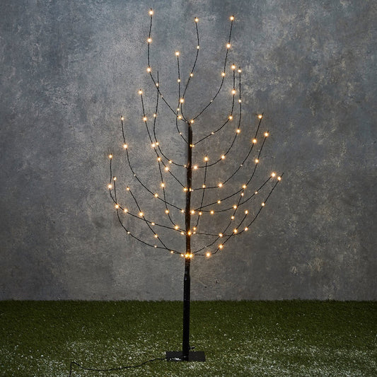 Tree with Warm White LED Lighting - H110 x Ø12 cm - Black